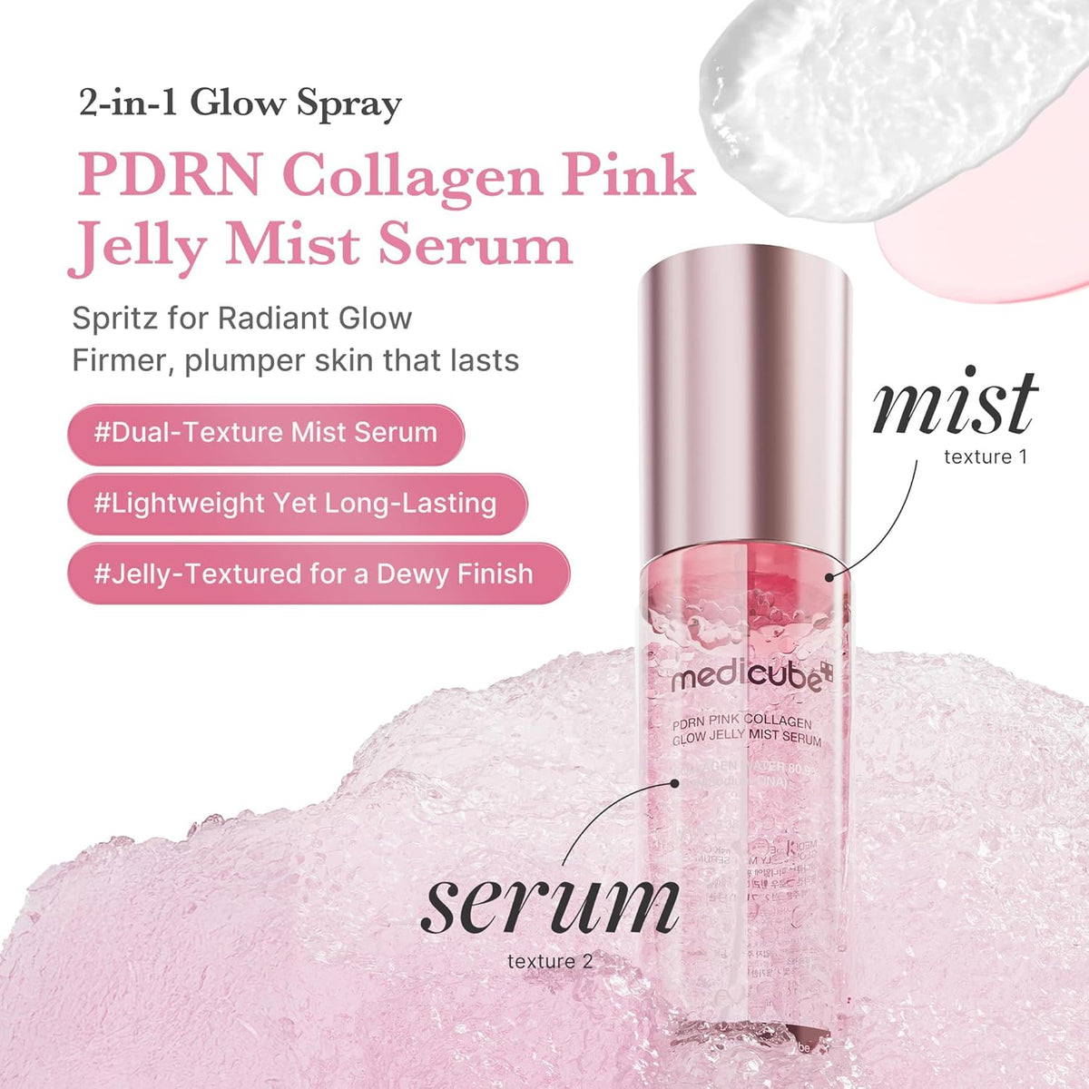 Medicube PDRN Pink Collagen Glow Jelly Mist Serum - Snipetell