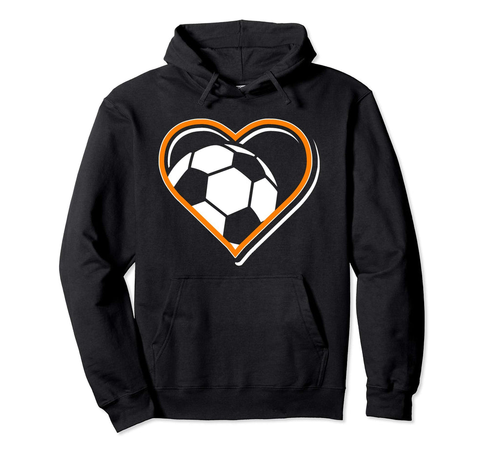 Orange Soccer Heart Soccer Lovers Hoodie - Custom Art Print Unisex