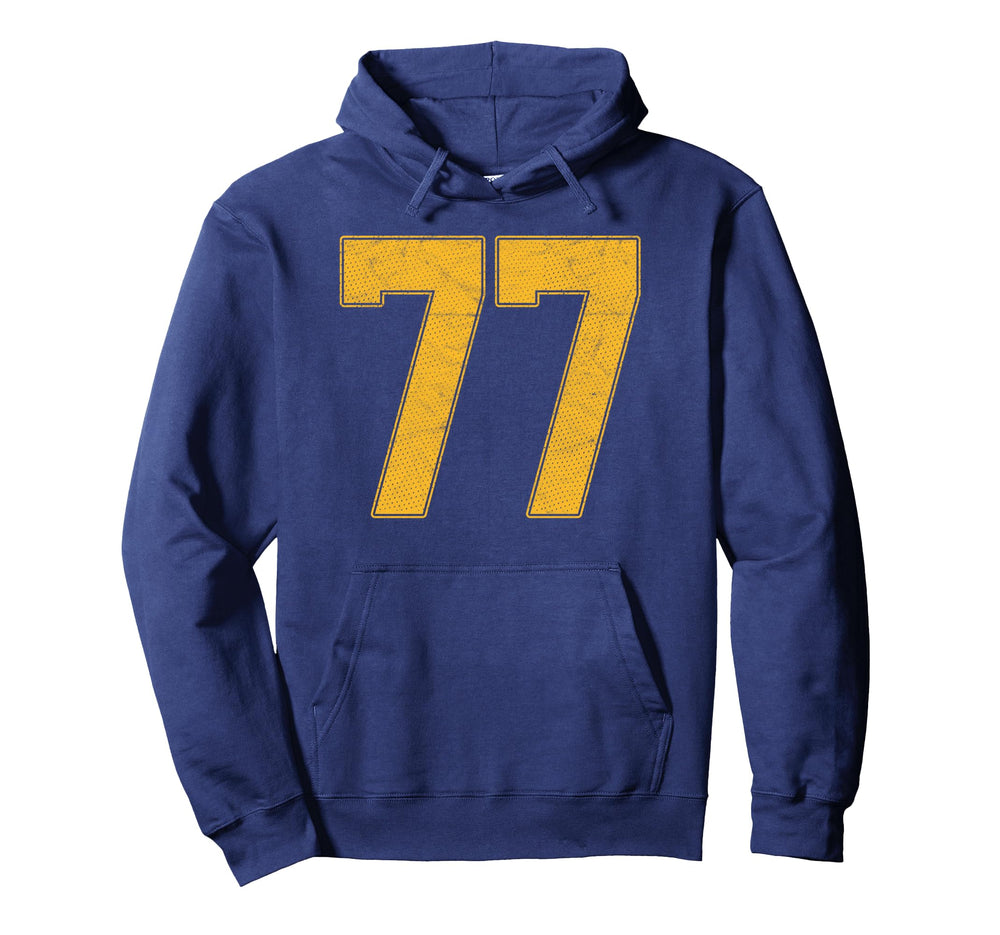 Number 77 Numbered Uniform Sports Team Hoodie - Minimalist Print Unisex