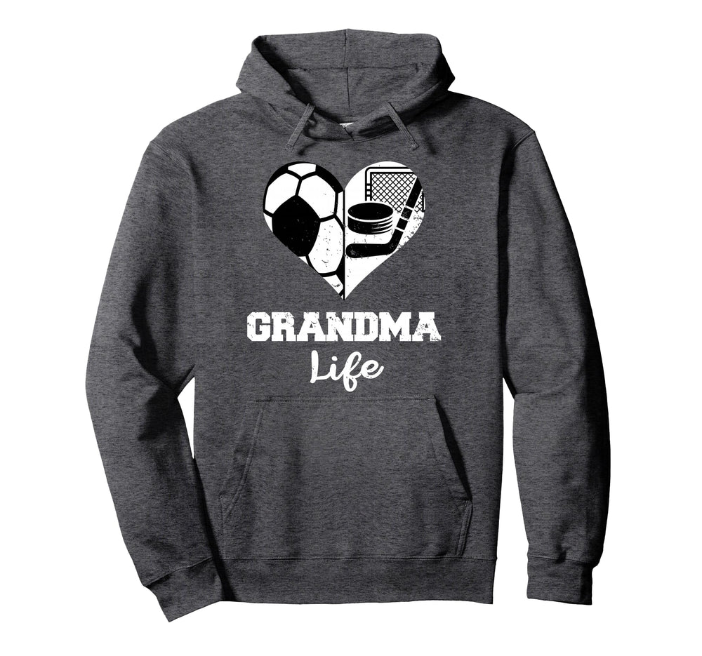 Grandma Life Heart Funny Soccer Hockey Hoodie - Novelty Apparel for Adults
