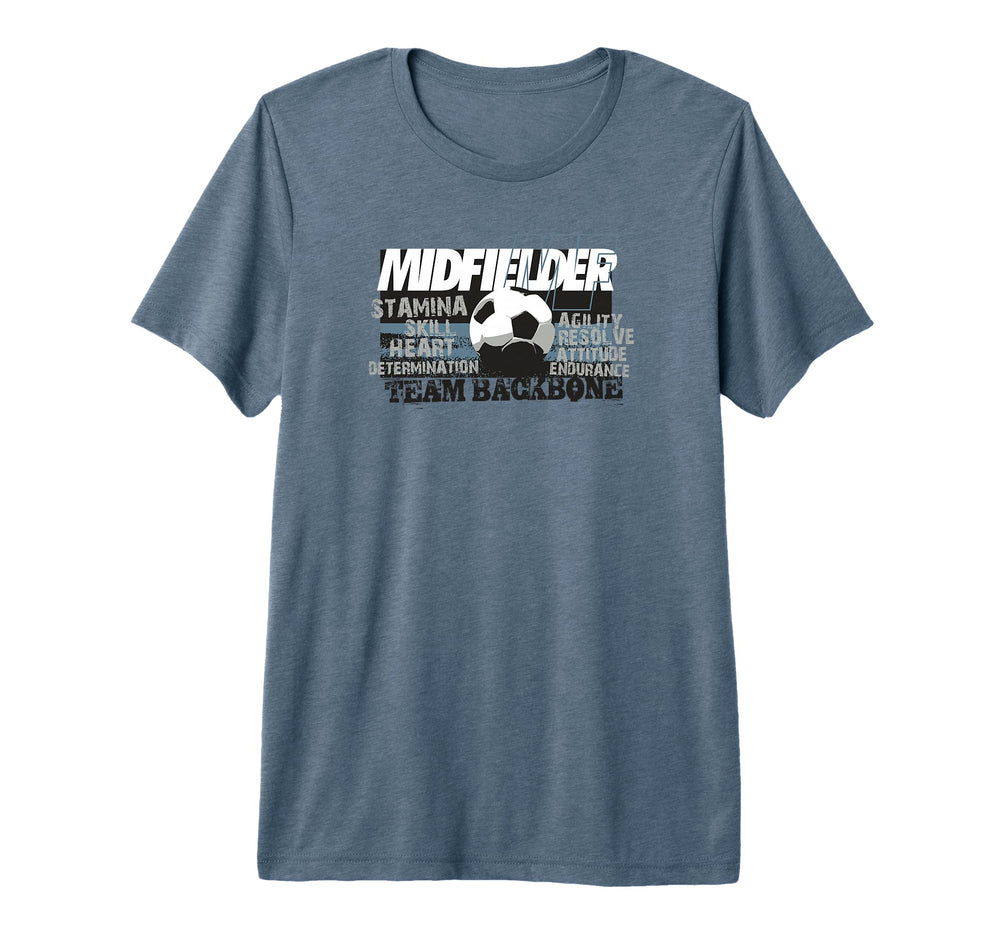 Soccer Midfielder Team Backbone T-Shirt - Casual Everyday Wear for Adults