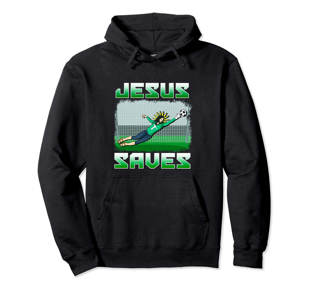 Funny Christian Soccer Jesus Saves Hoodie - Minimalist Print Men Women