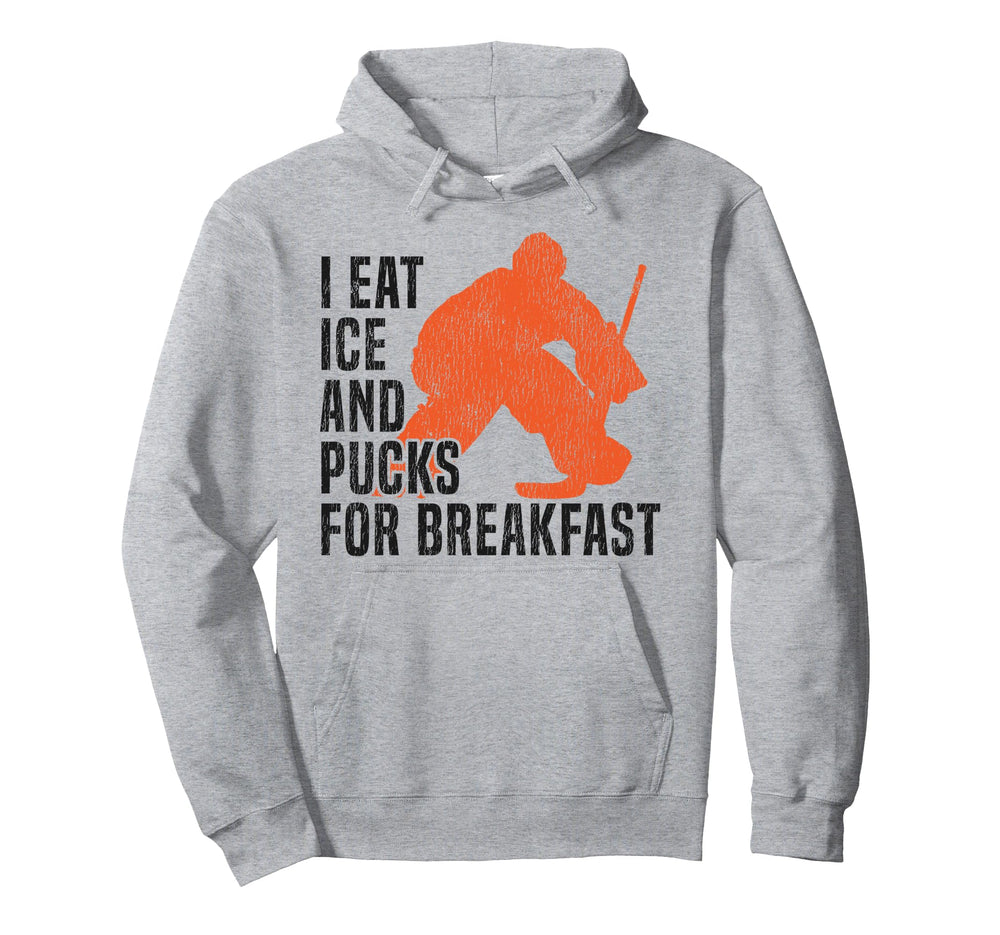 Ice Hockey Goalie Goalkeeper I Eat Ice Hoodie - Minimalist Print Unisex