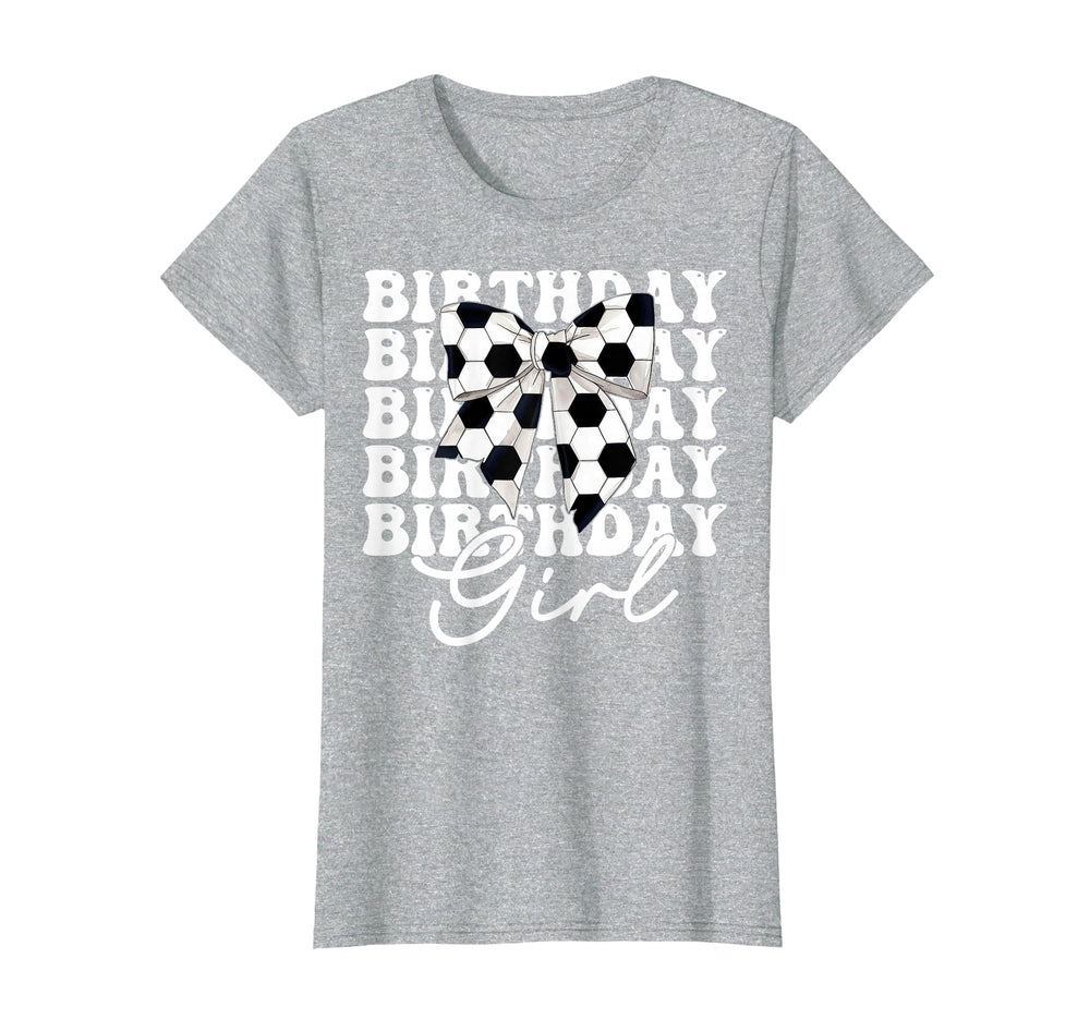 Birthday Soccer Coquette Bow T-Shirt - Minimalist Print Unisex