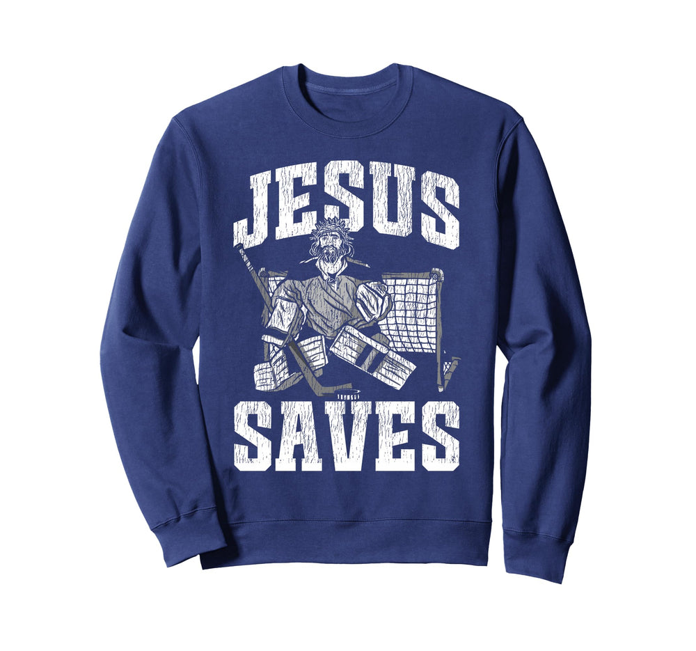 Ice Hockey Goalie Goalkeeper Jesus Sweatshirt - Minimalist Print Men Women