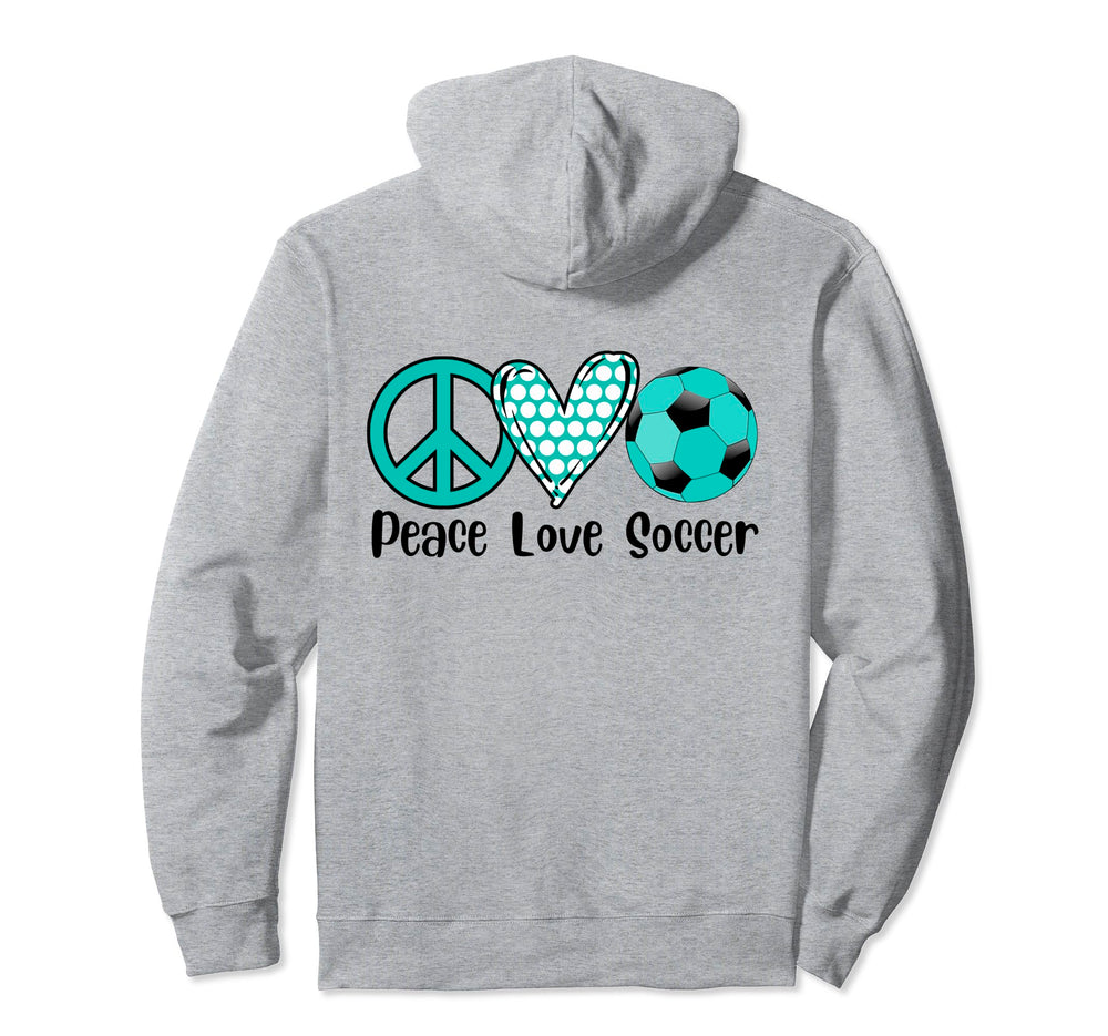 Soccer Peace Love Soccer Teal Soccer Hoodie - Minimalist Print Men Women