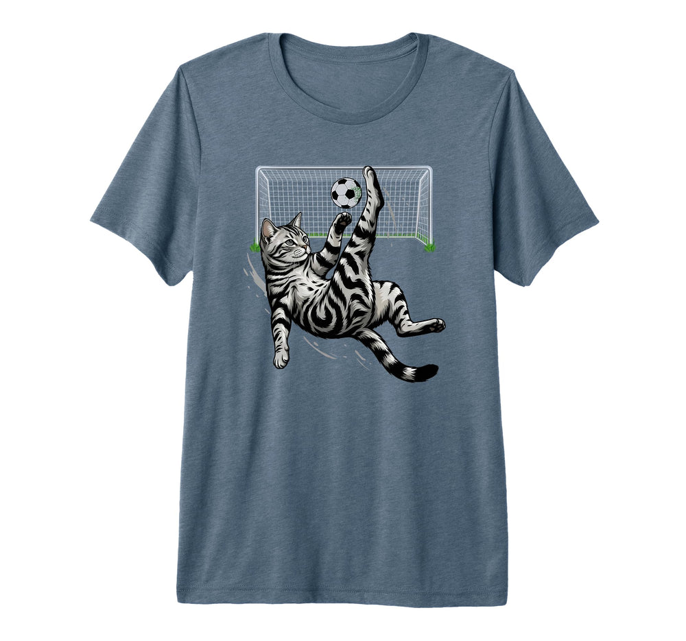 Funny Tabby Cat Soccer Bicycle T-Shirt - Fun Novelty Design for Adults