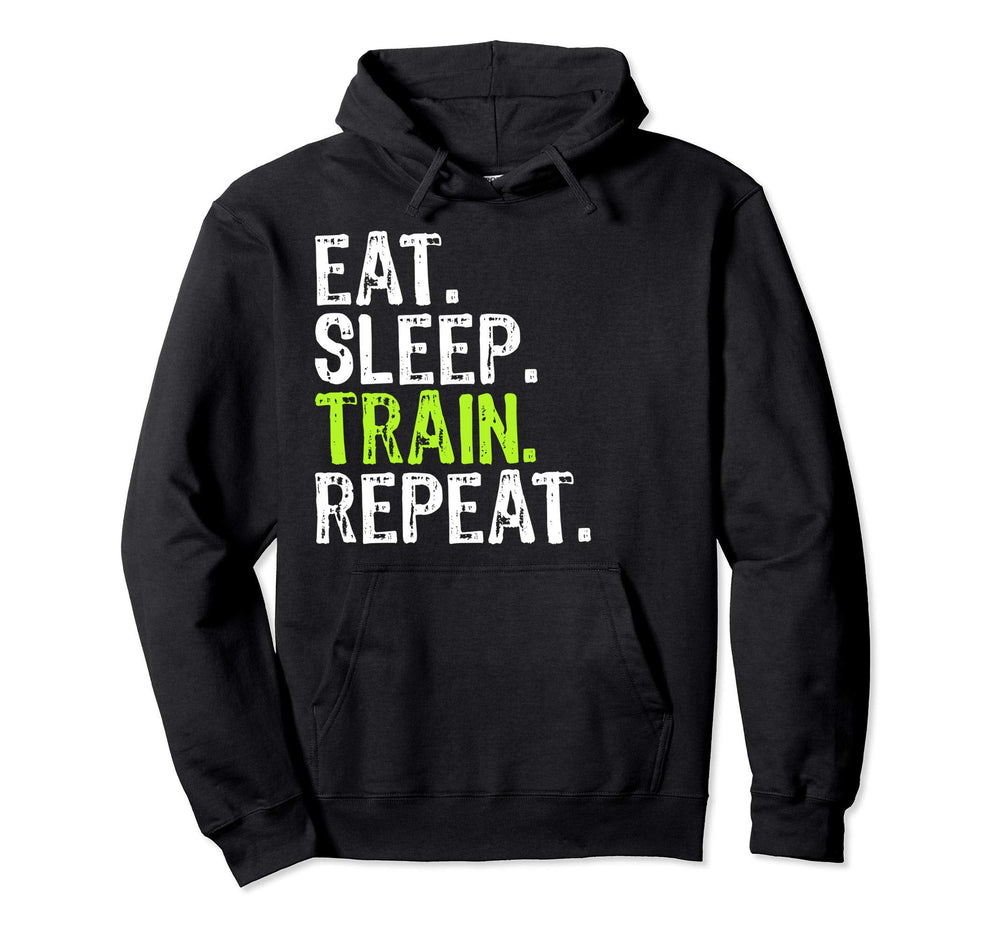 Eat Sleep Train Repeat Athlete Hoodie - Aesthetic Graphic for Adults