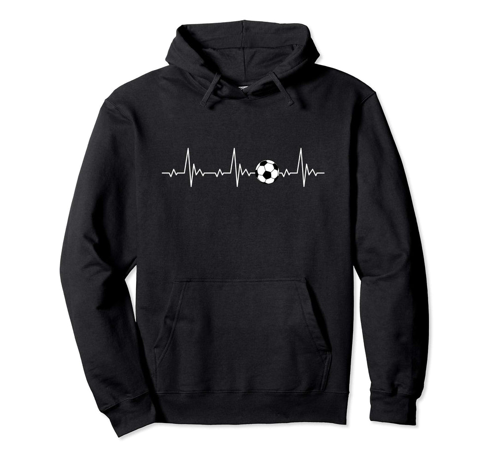 Soccer Ball Heartbeat Hoodie - Minimalist Print for Adults