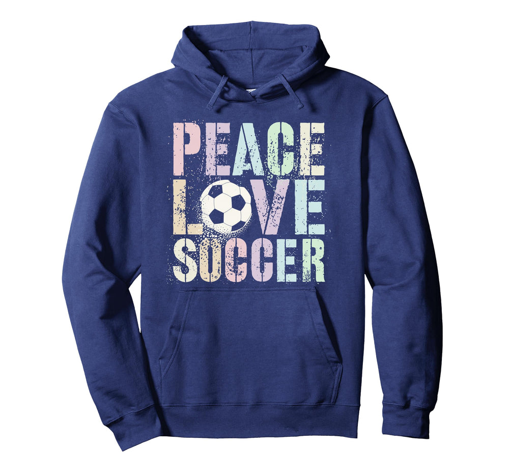 Funny Peace Love Soccer Goal Like Club Hoodie - Trendy Graphic for Adults