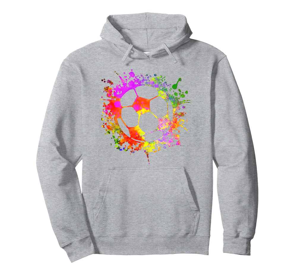 Soccer Ball Watercolor Paint Splashes Hoodie - Novelty Apparel Unisex