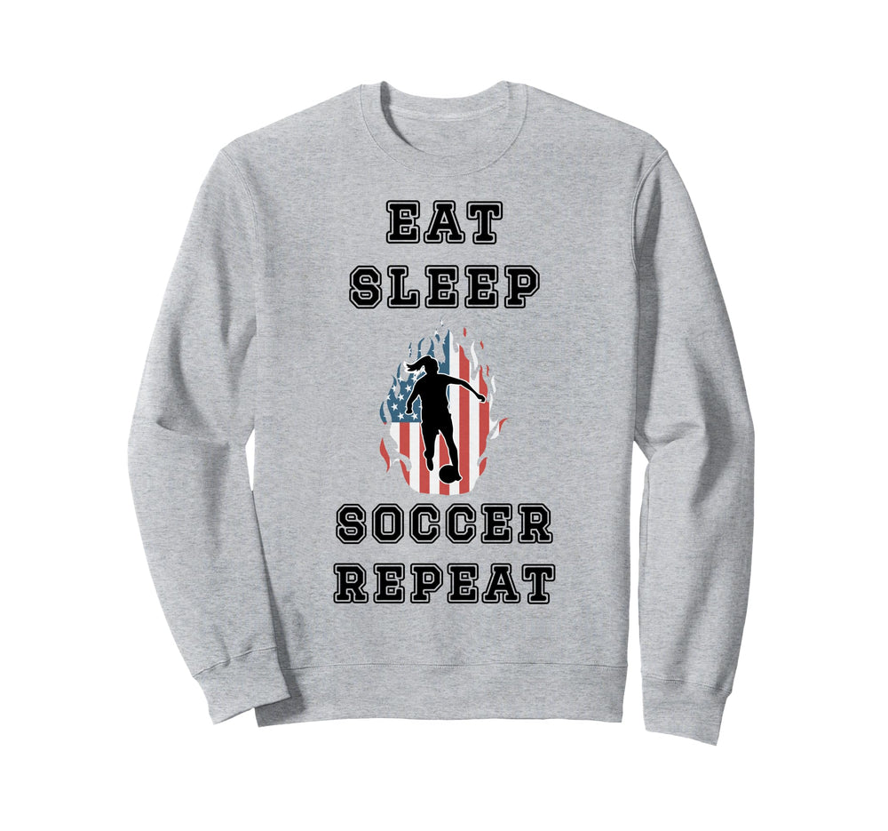 Eat Sleep Soccer Repeat Sarcastic Sweatshirt - Trendy Graphic for Adults