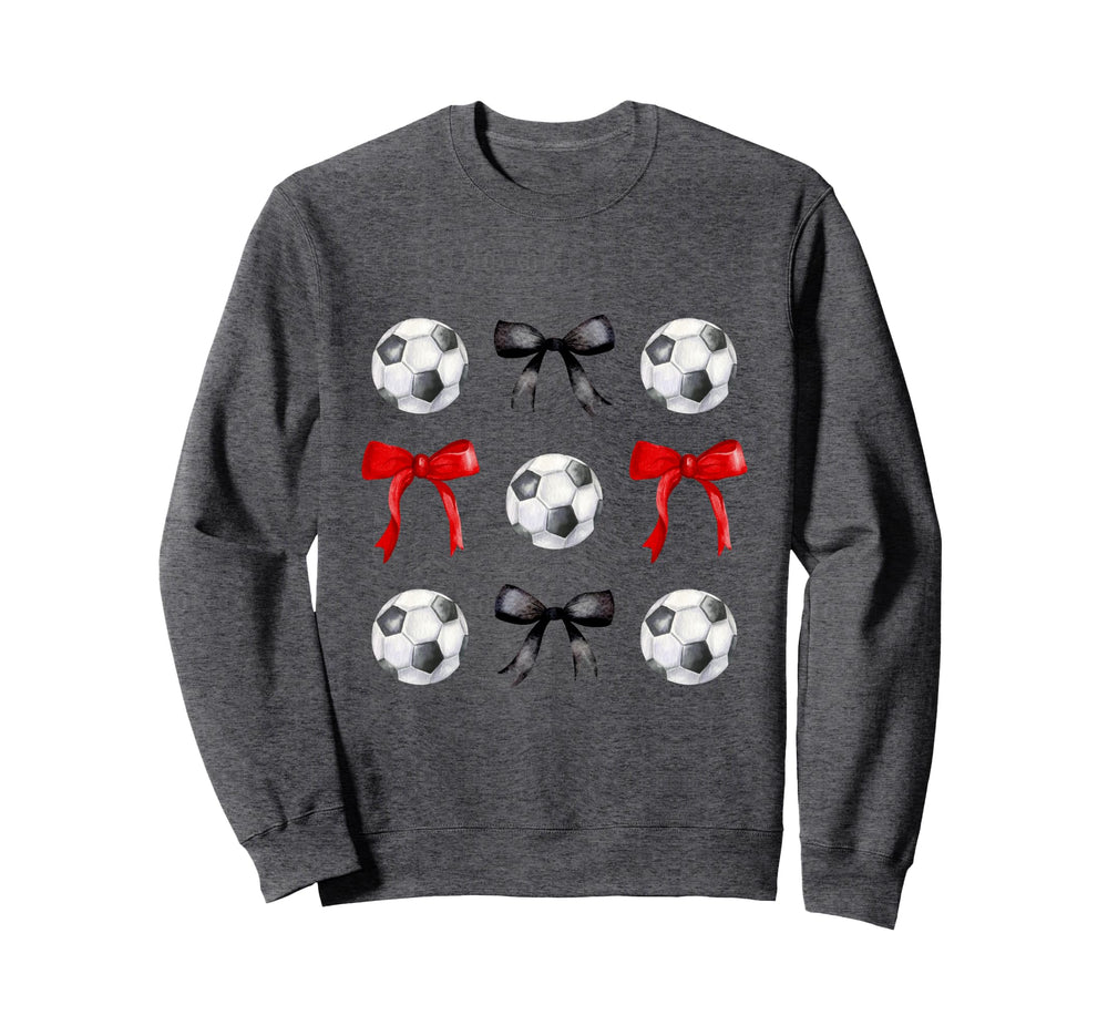 Soccer Balls Bows Womens Soccer Sweatshirt - Novelty Apparel Men Women