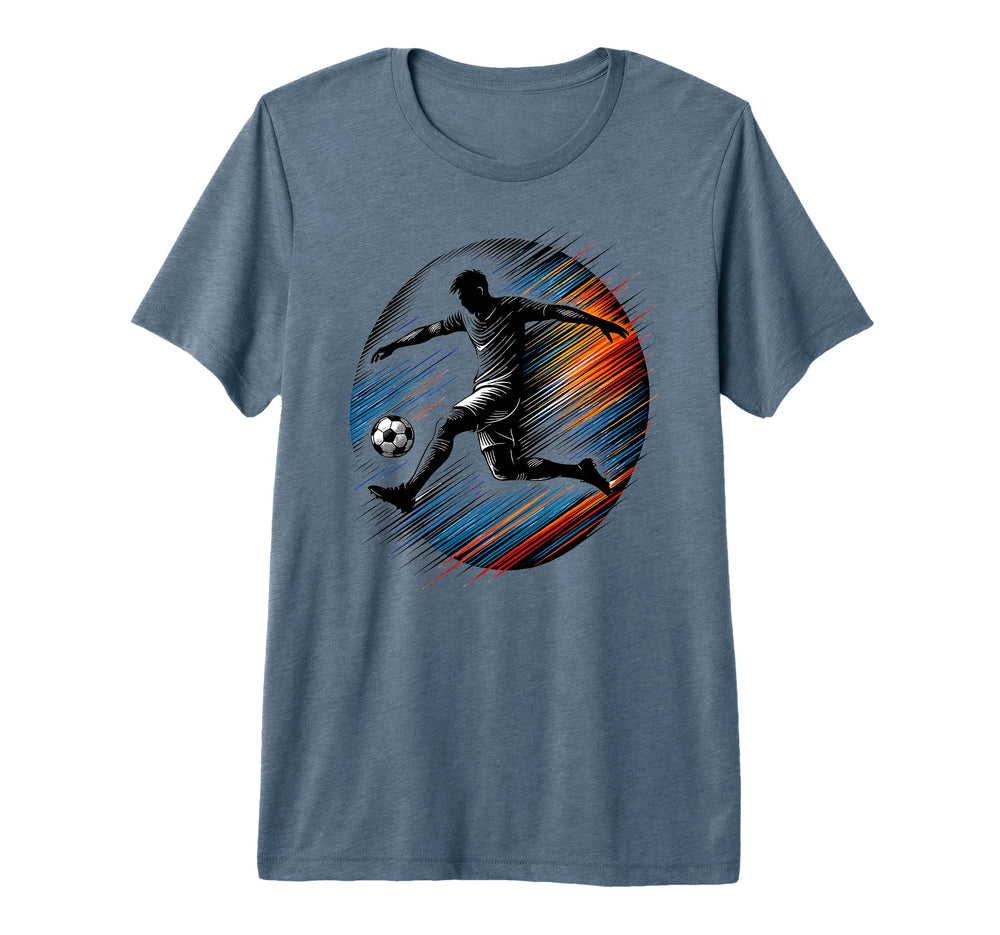 Soccer Player Jump Kick Speed Line Motion T-Shirt - Graphic Print Unisex