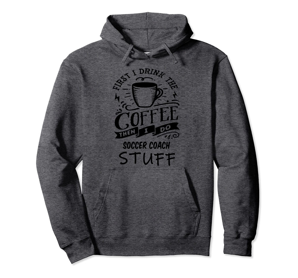 Soccer Coach Coffee Funny Black Hoodie - Novelty Apparel for Adults