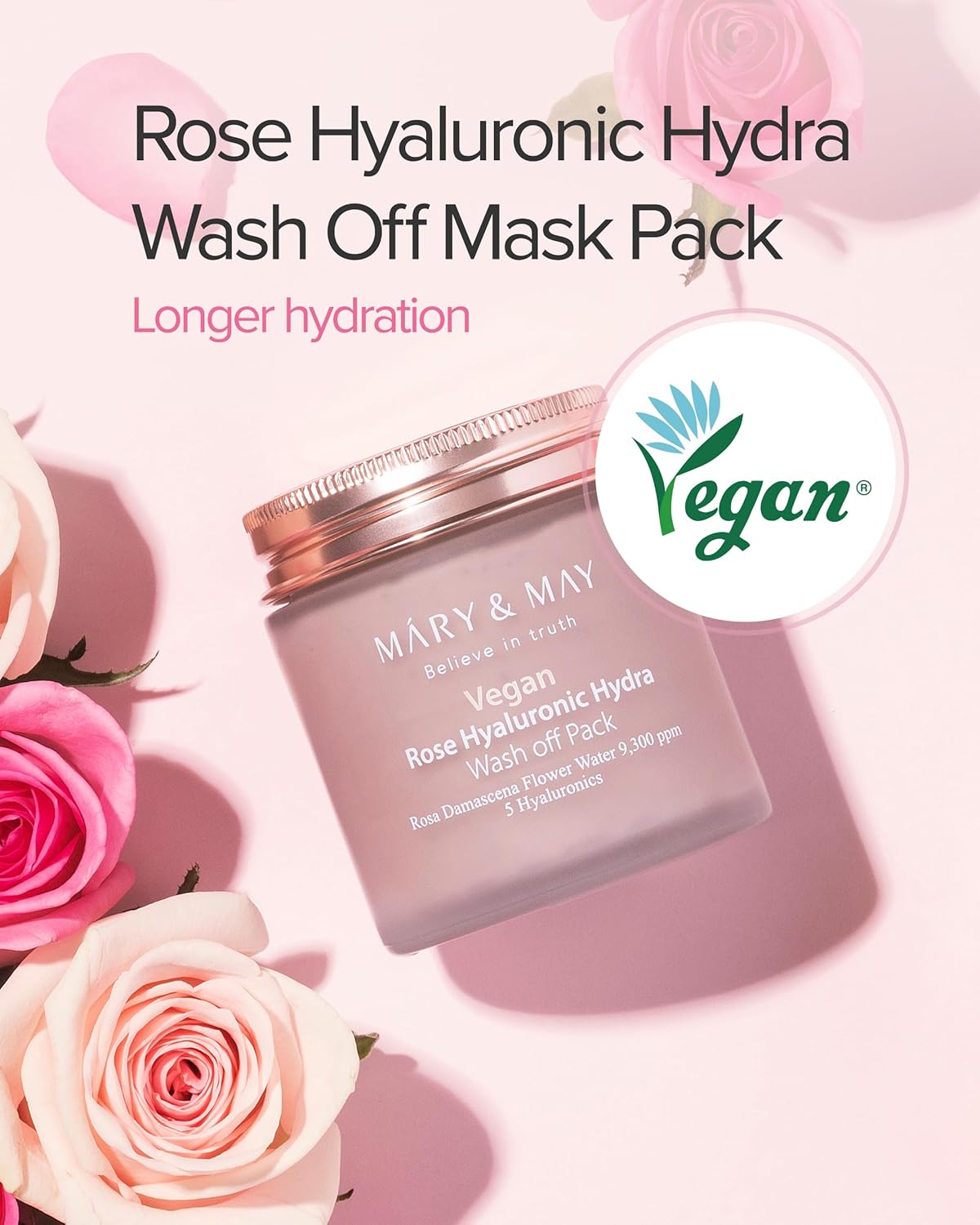 Mary & May Vegan Rose Hyaluronic Hydra Wash Off Pack - Snipetell