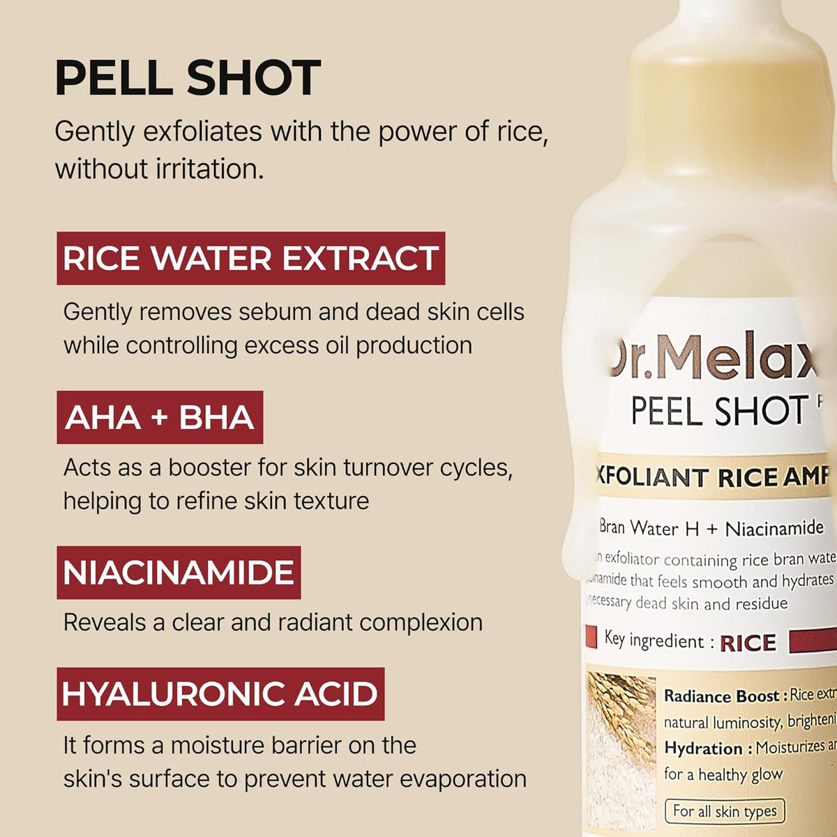 Dr. Melaxin Peel Shot Exfoliant Rice Ampoule - Snipetell