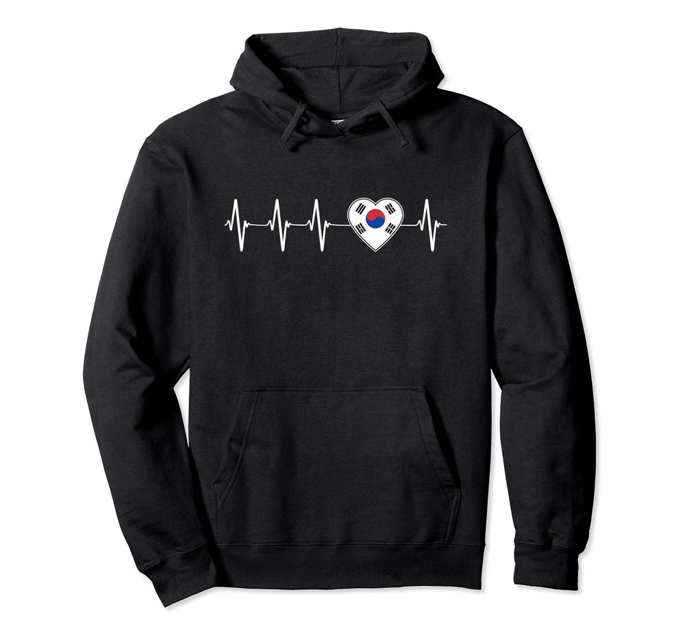 Korean Heartbeat I Love South Korea Hoodie - Minimalist Print Men Women