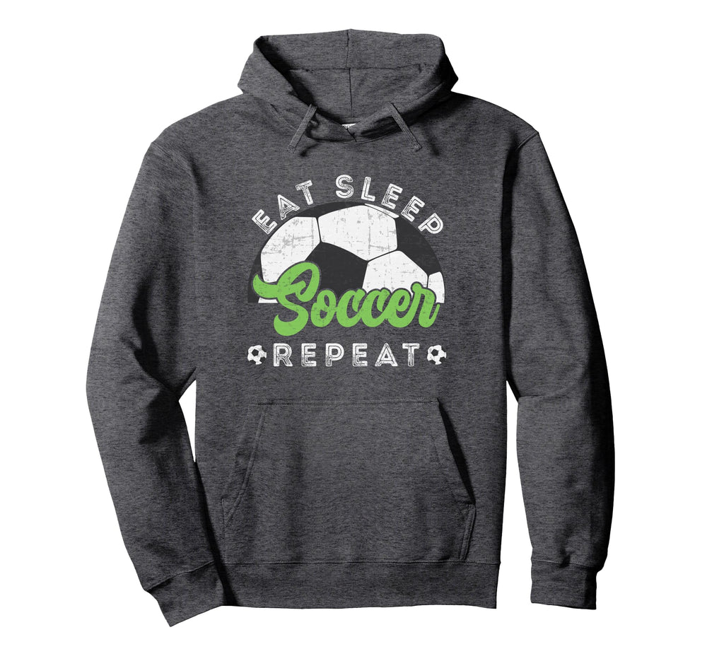 Eat Sleep Soccer Repeat Distressed Soccer Hoodie - Trendy Graphic Unisex
