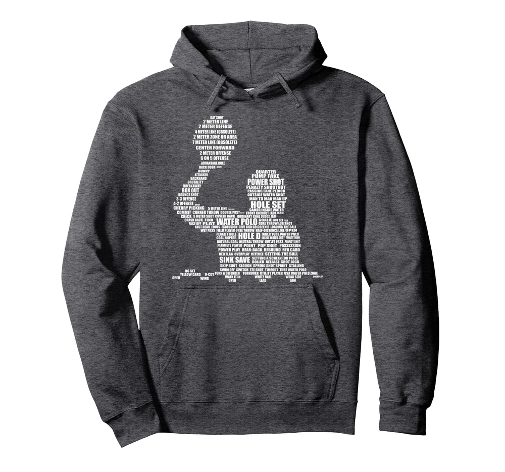 Waterpolo Player Word Cloud Water Polo Hoodie - Trendy Graphic for Adults