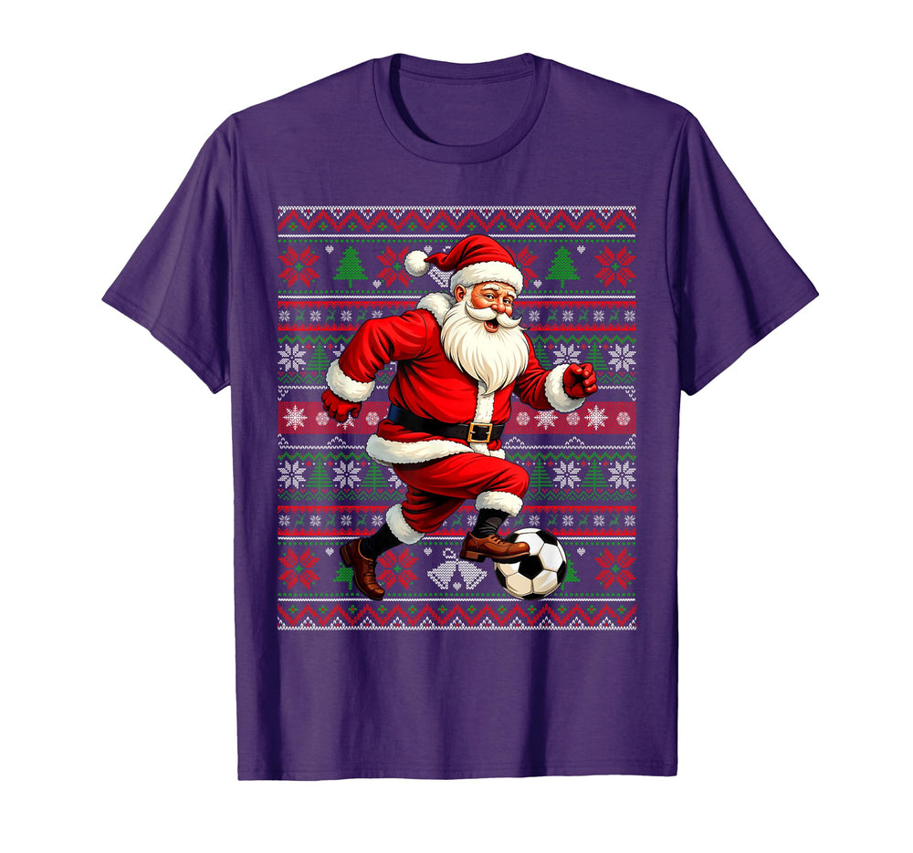 Funny Santa Playing Soccer Ugly T-Shirt - Streetwear Style Unisex