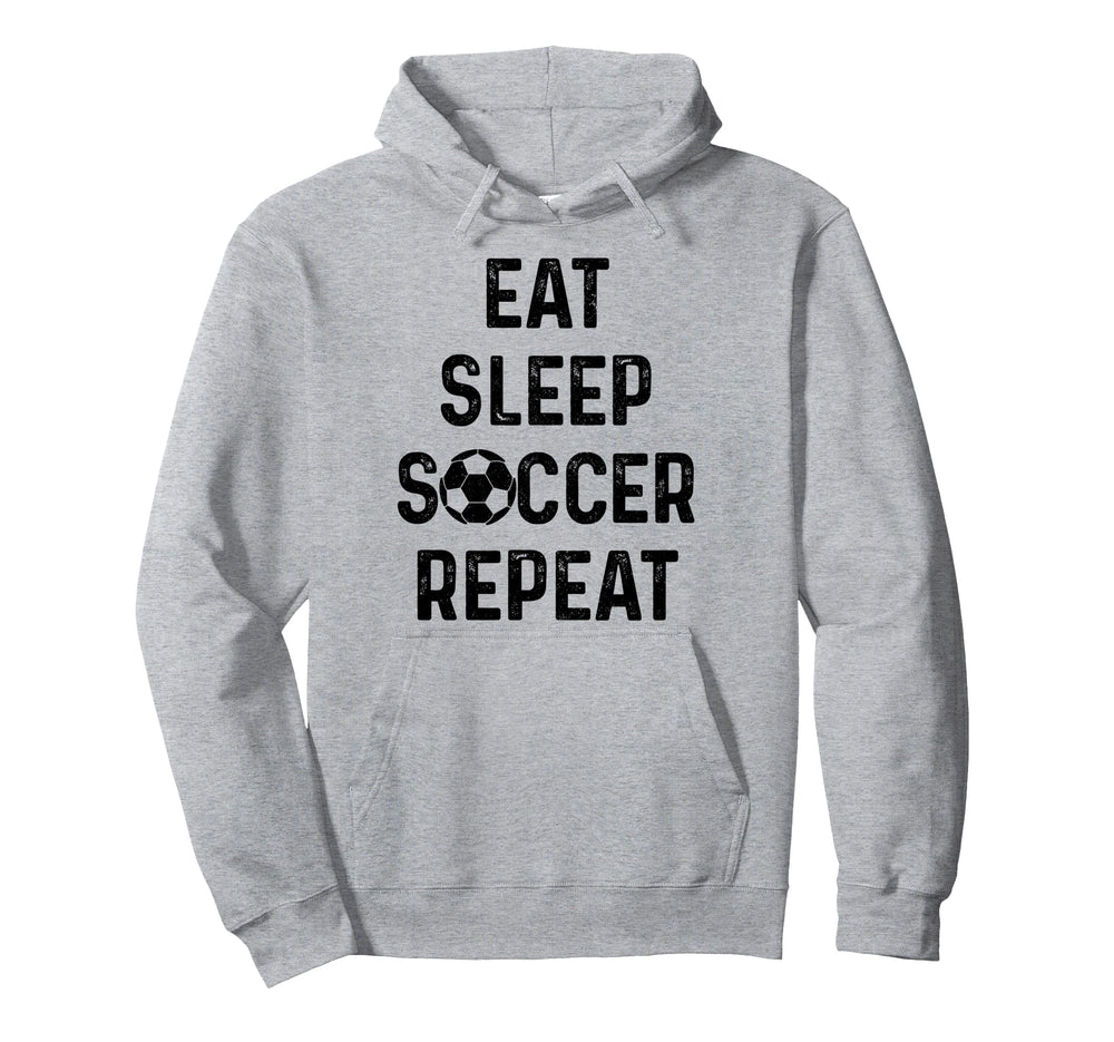 Eat Sleep Soccer Repeat Soccer Player Hoodie - Minimalist Print for Adults