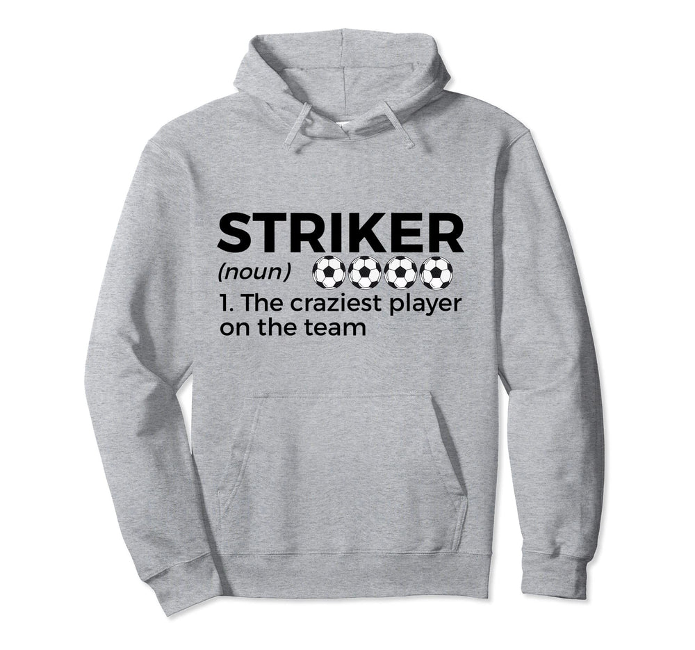 Funny Soccer Striker Definition Hoodie - Minimalist Print for Adults