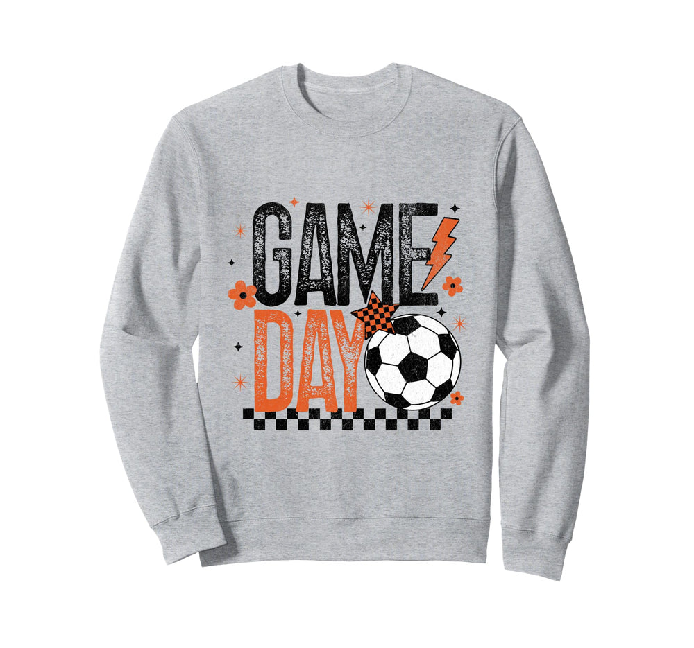 Game Day Soccer Season Checkered Sweatshirt - Graphic Print for Adults