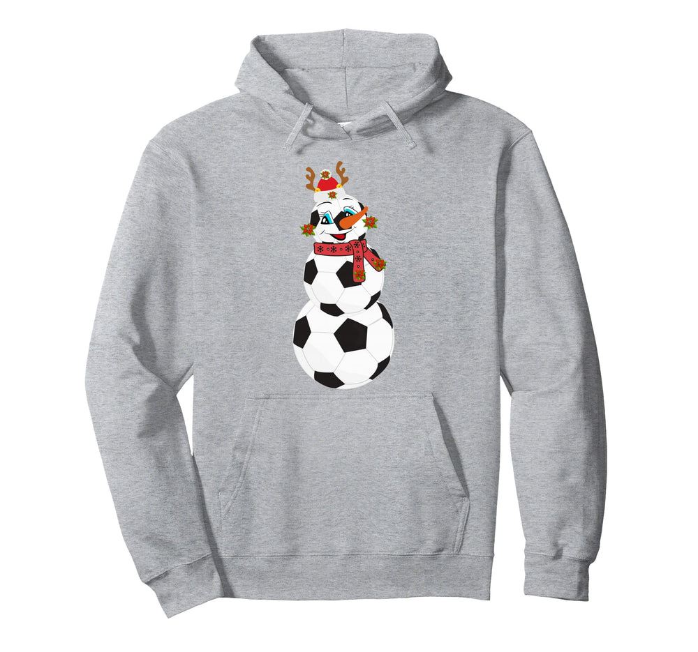 Soccer Balls Snowman Winter Sports Team Hoodie - Trendy Graphic for Adults