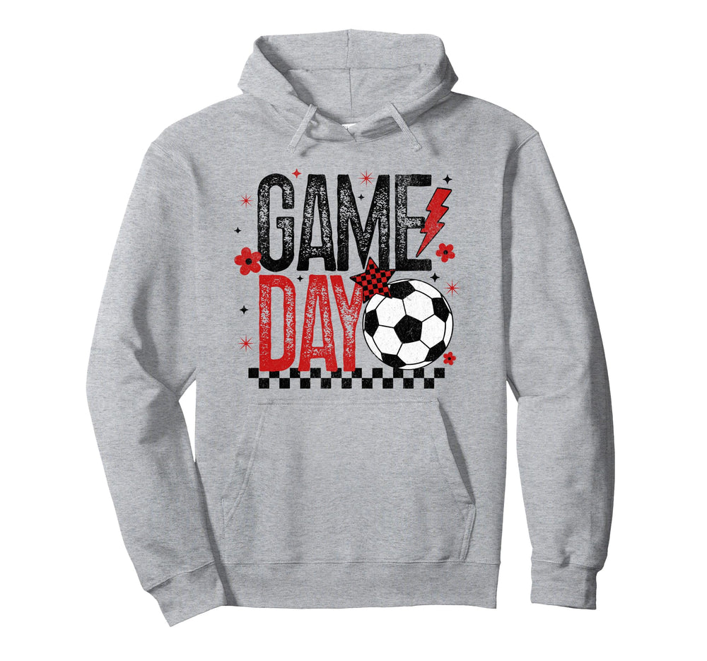 Game Day Soccer Season Checkered Black Hoodie - Aesthetic Graphic Unisex