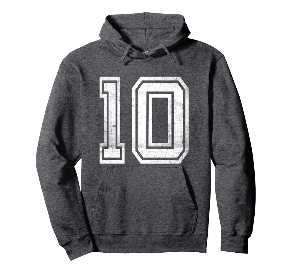 Distressed Number 10 Number Hoodie - Streetwear Style Unisex