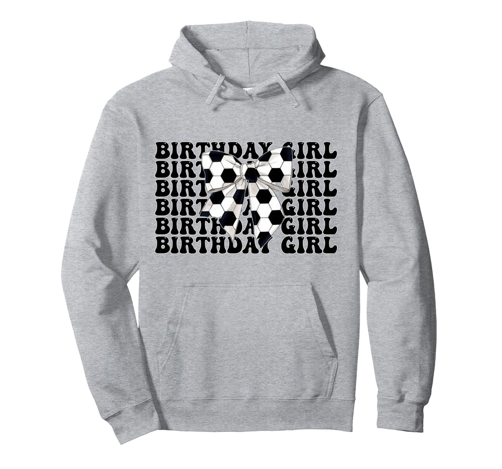 Birthday Soccer Coquette Bow Hoodie - Graphic Print for Adults