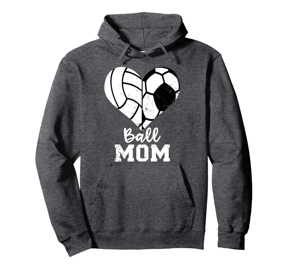Ball Mom Heart Funny Soccer Volleyball Mom Hoodie - Trendy Graphic Unisex