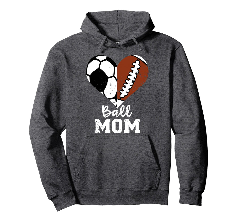 Ball Mom Heart Funny Football Hoodie - Fun Novelty Design for Adults
