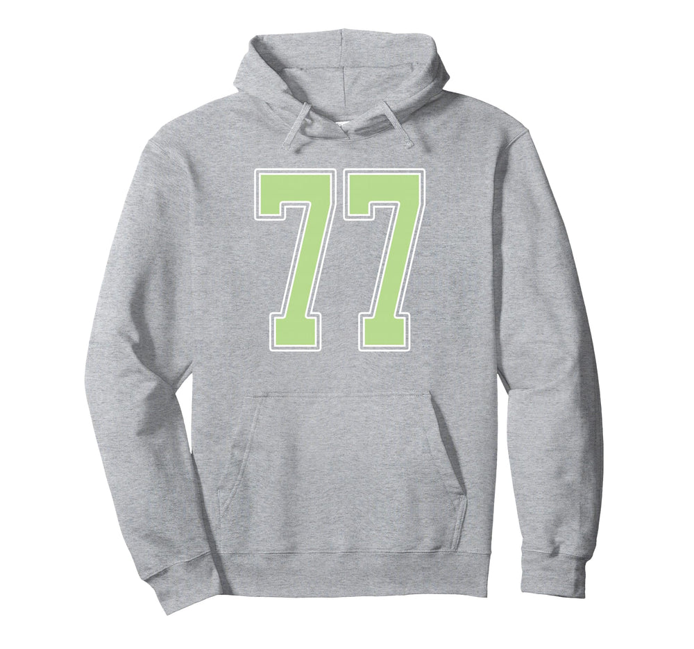 Sage Green And White Number 77 Jersey Hoodie - Streetwear Style for Adults