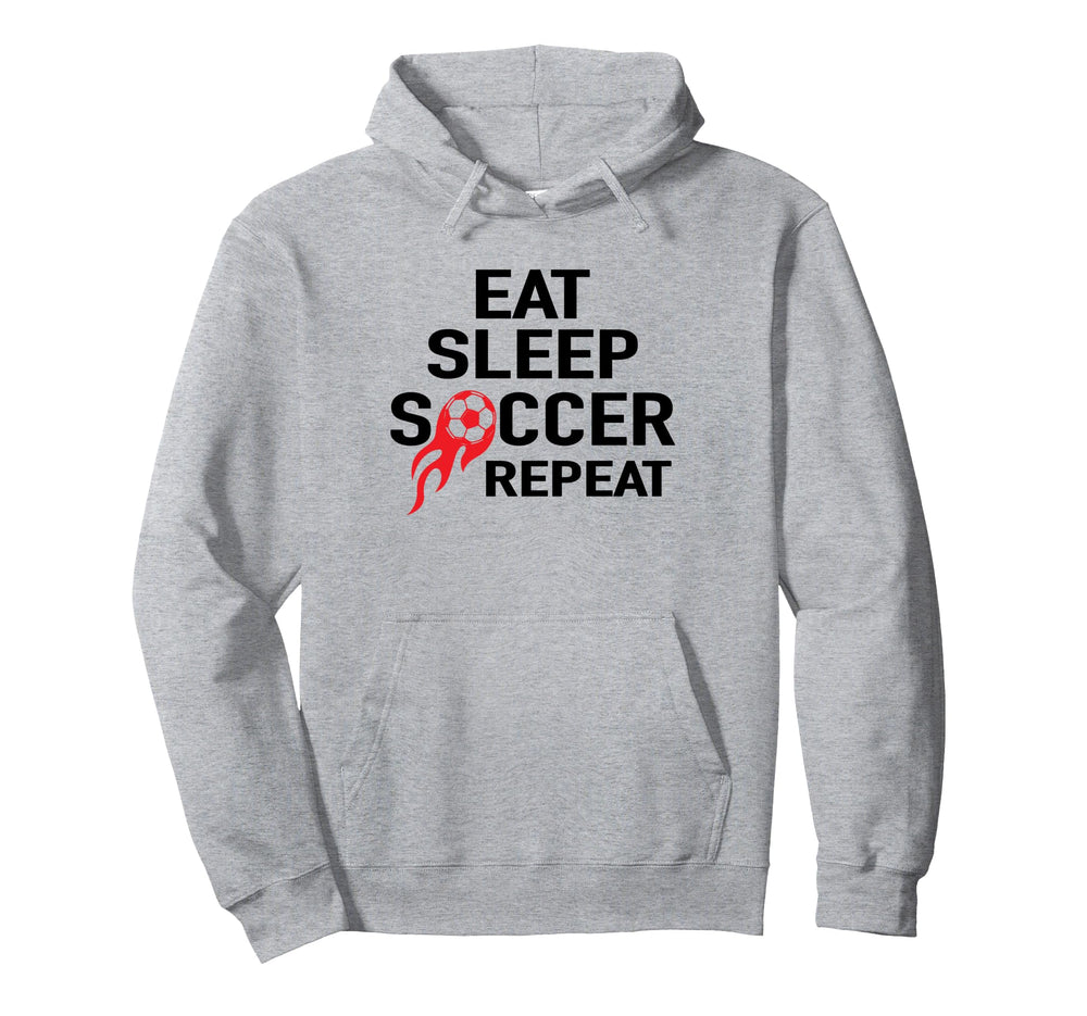 Eat Sleep Soccer Repeat Football Hoodie - Fun Novelty Design for Adults
