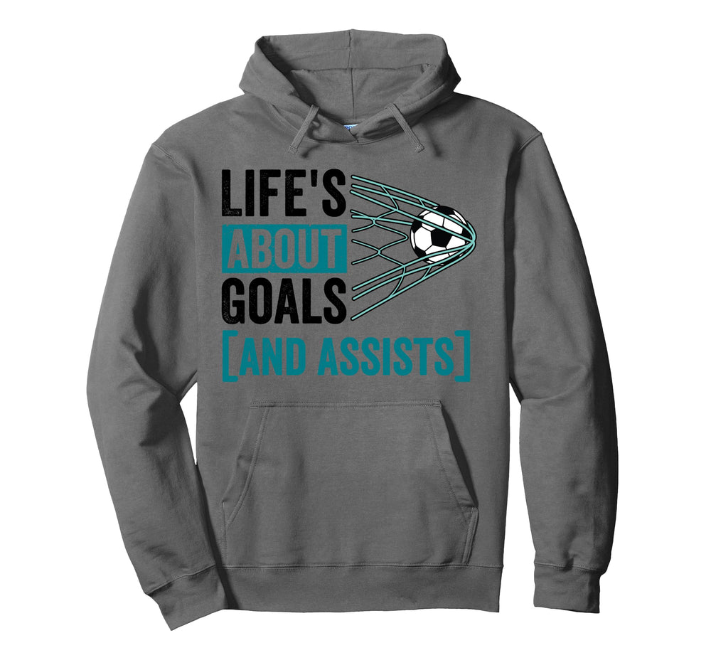 Soccer Player Lifes About Goals Hoodie - Minimalist Print for Adults