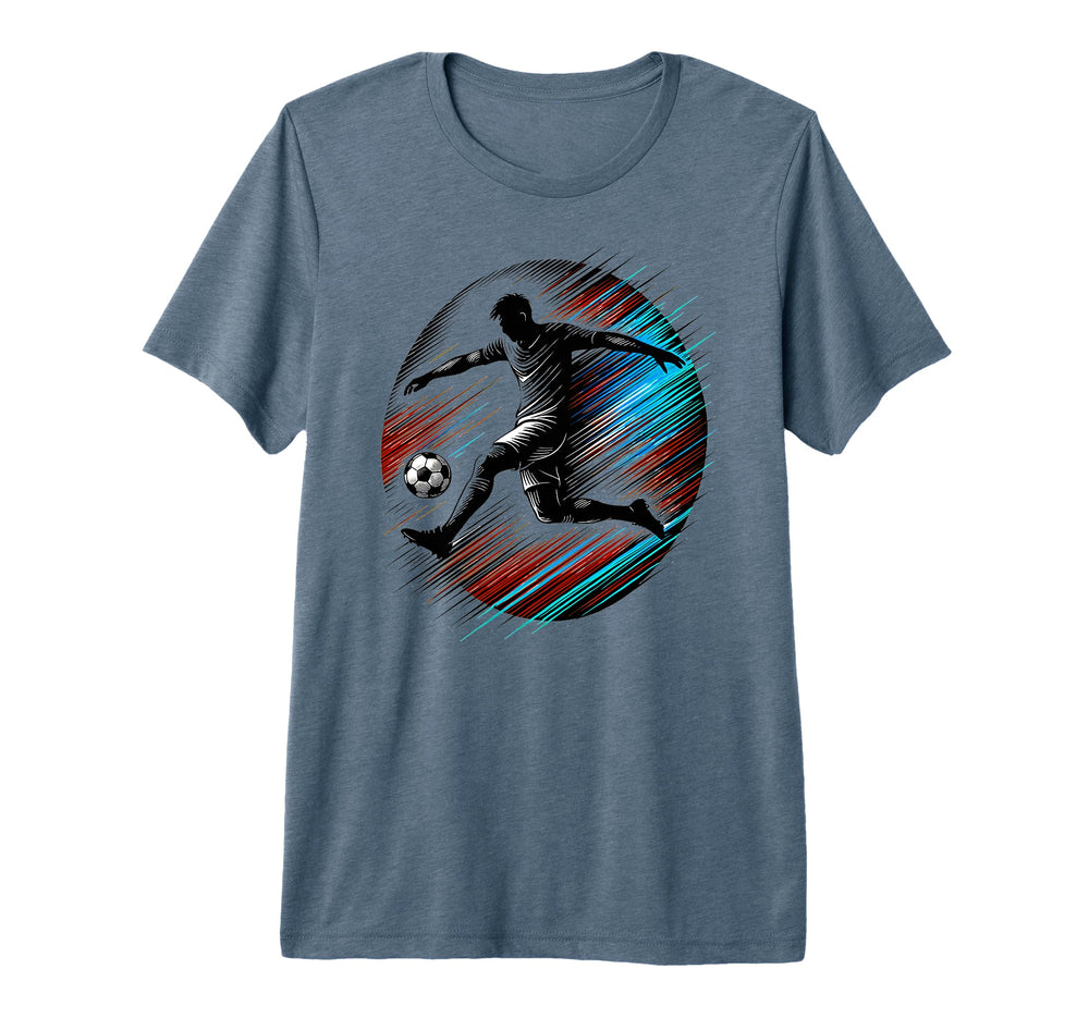 Dynamic Soccer Silhouette Mid Air Kick T-Shirt - Unique Graphic Men Women