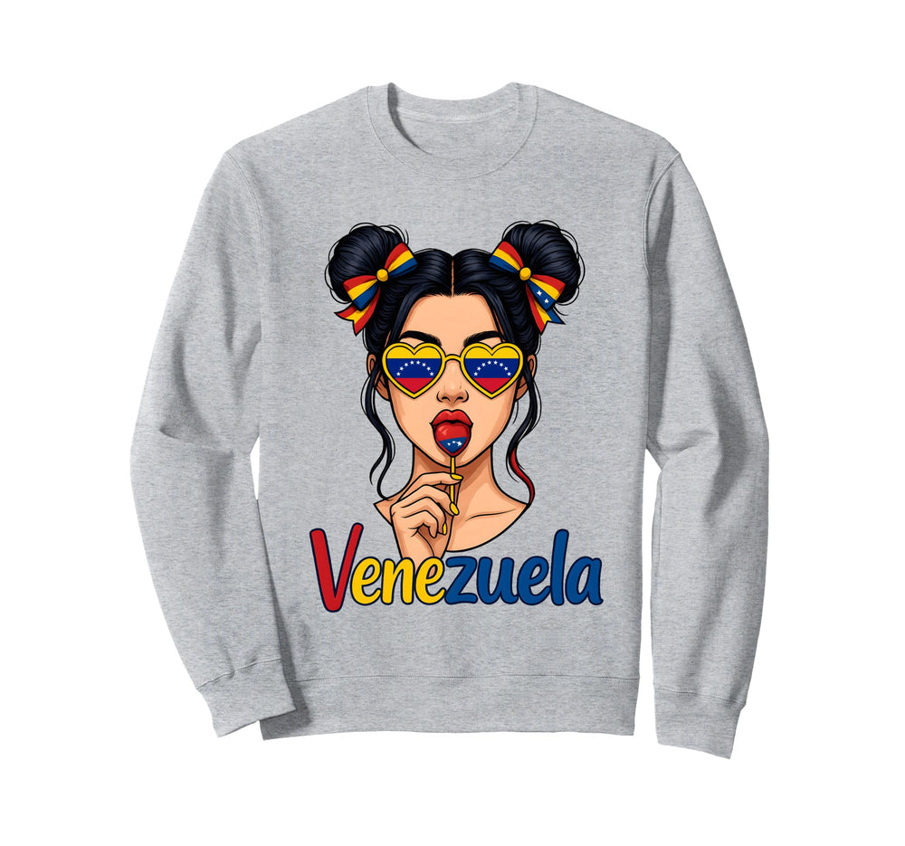 Venezuelan Messy Bun Pride Latina Sweatshirt - Casual Everyday Wear Unisex