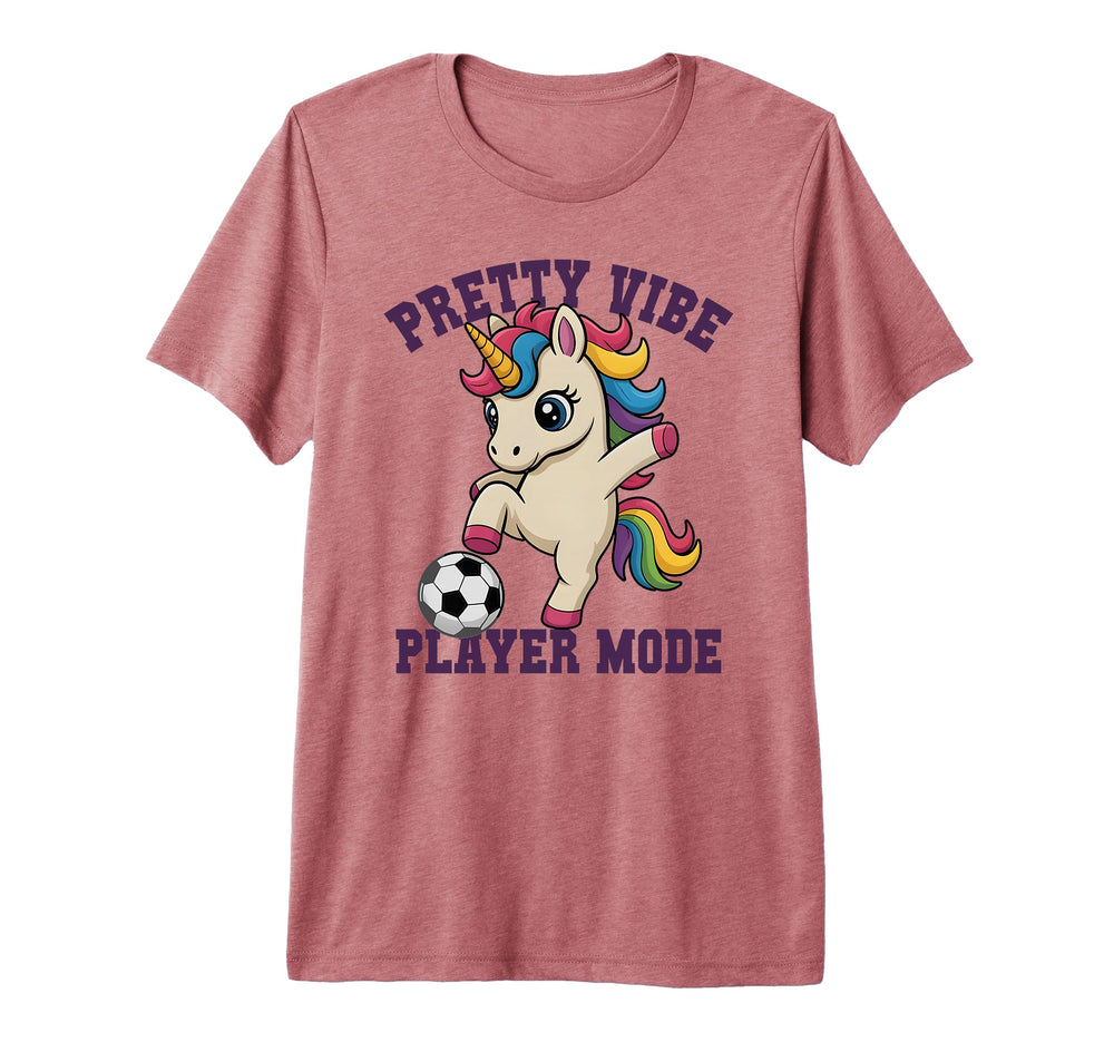 Soccer Pretty Vibe Unicorn Player Mode T-Shirt - Trendy Graphic Men Women