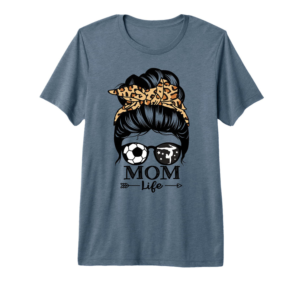 Mom Life Messy Bun Hair Funny Soccer T-Shirt - Trendy Graphic Men Women