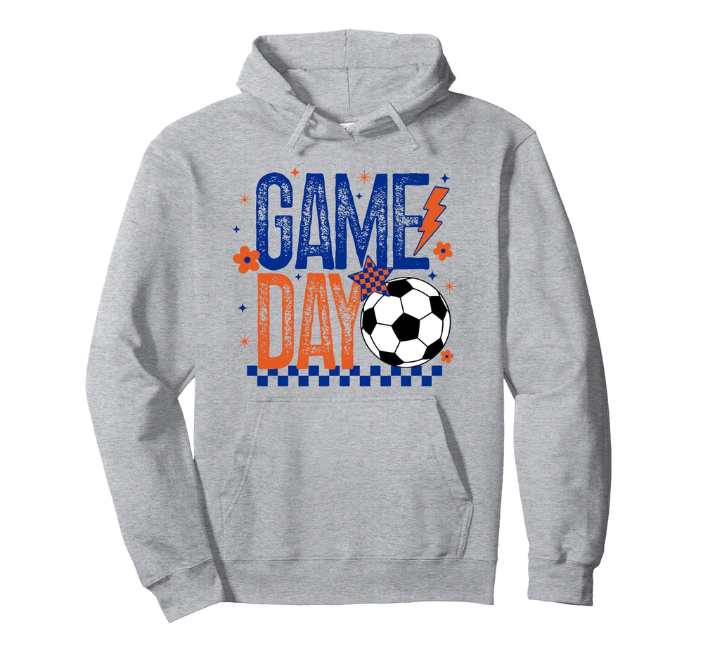 Game Day Soccer Season Blue Orange Hoodie - Casual Everyday Wear Men Women
