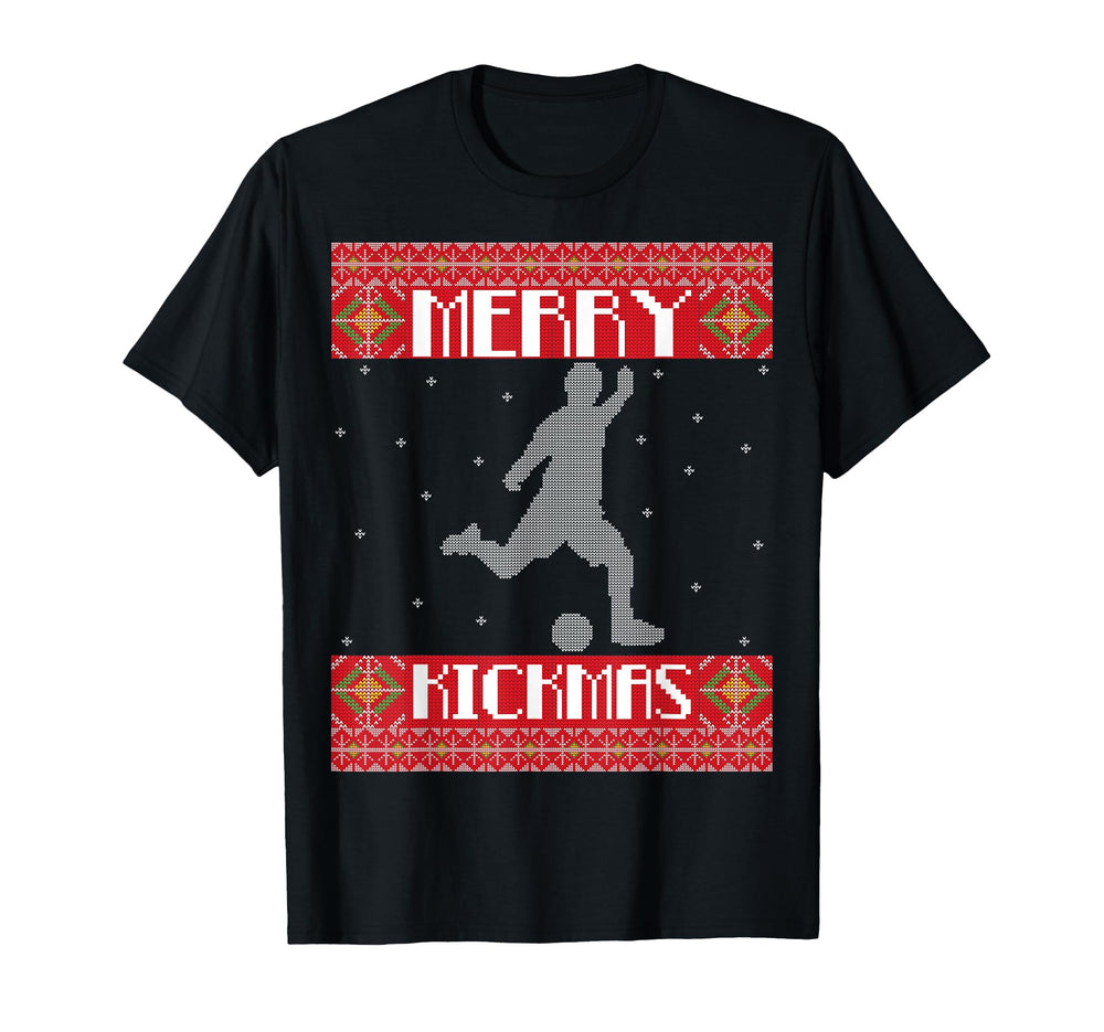 Merry Kickmas Football Player Soccer Ugly T-Shirt - Graphic Print Men Women