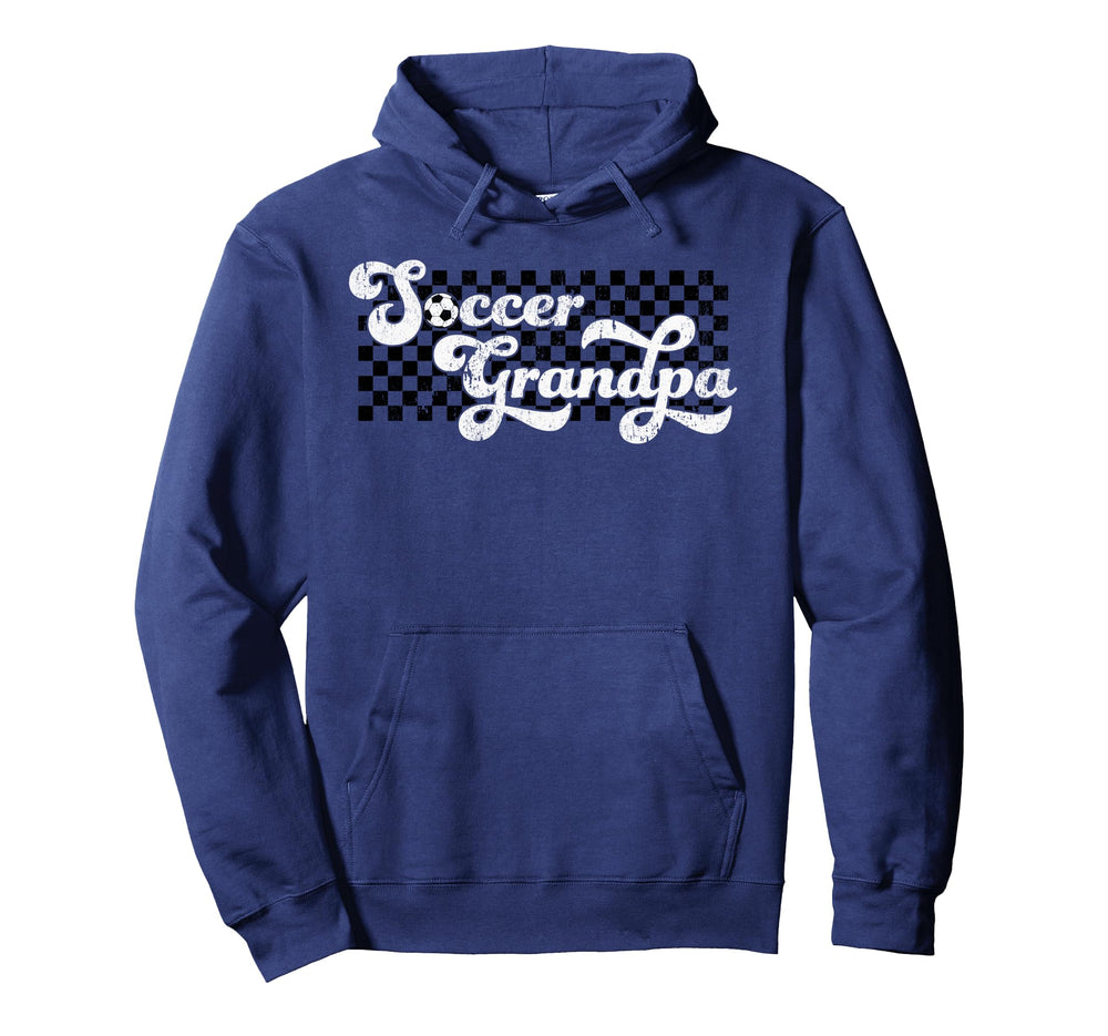 Soccer Grandpa Grandfather Checkered Hoodie - Minimalist Print for Adults