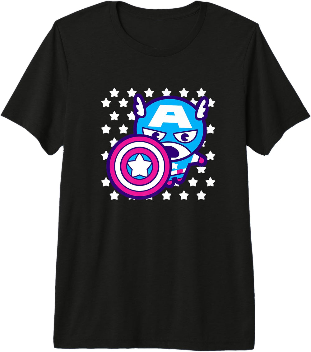 Authentic Marvel Kawaii Chibi Captain T-Shirt - Custom Art Print Men Women