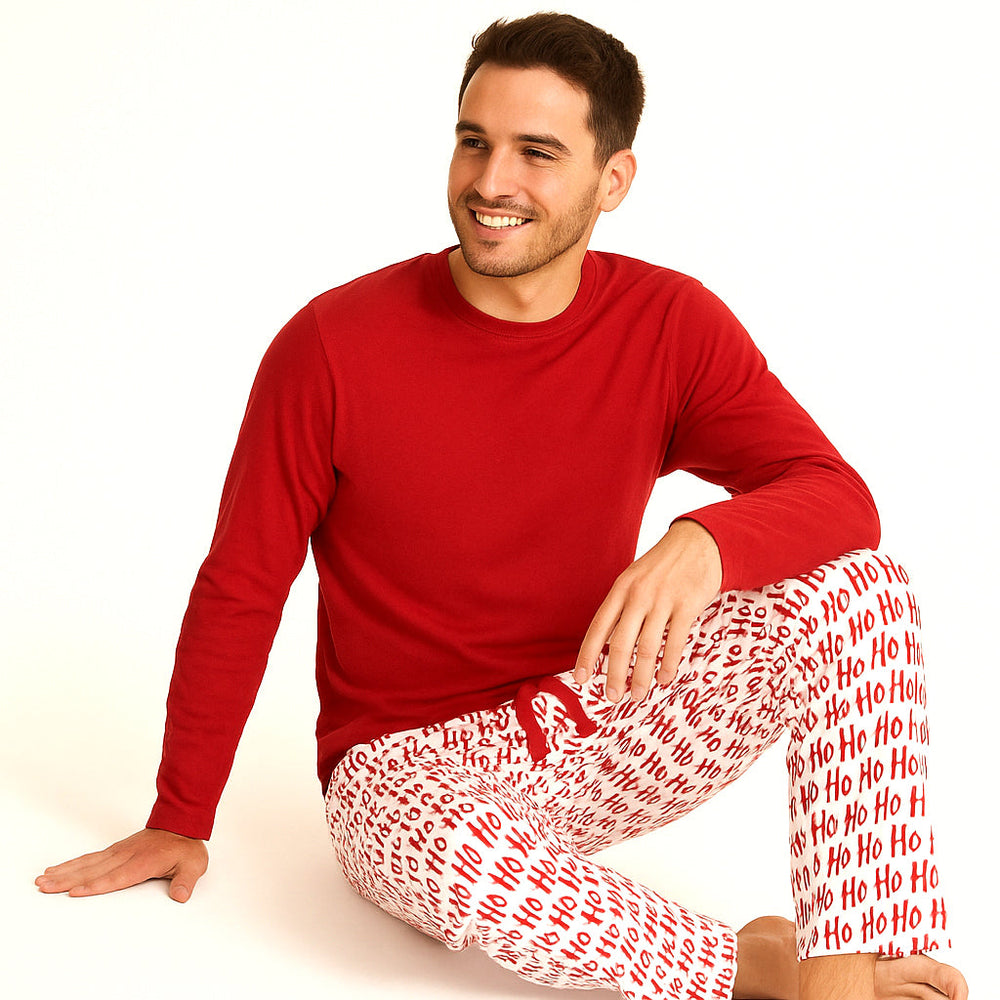 Christmas Ho-Ho-Ho Adult Bamboo Pajama Pants-Family Matching