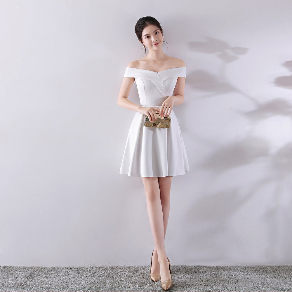 Toast Dress Bride Spring Wedding Summer Red Short off Shoulder Wedding Dress