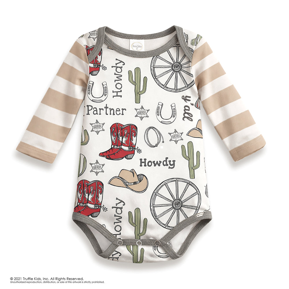 Howdy Partner Baby Bodysuit – Cotton Western Cowboy Tesa Babe