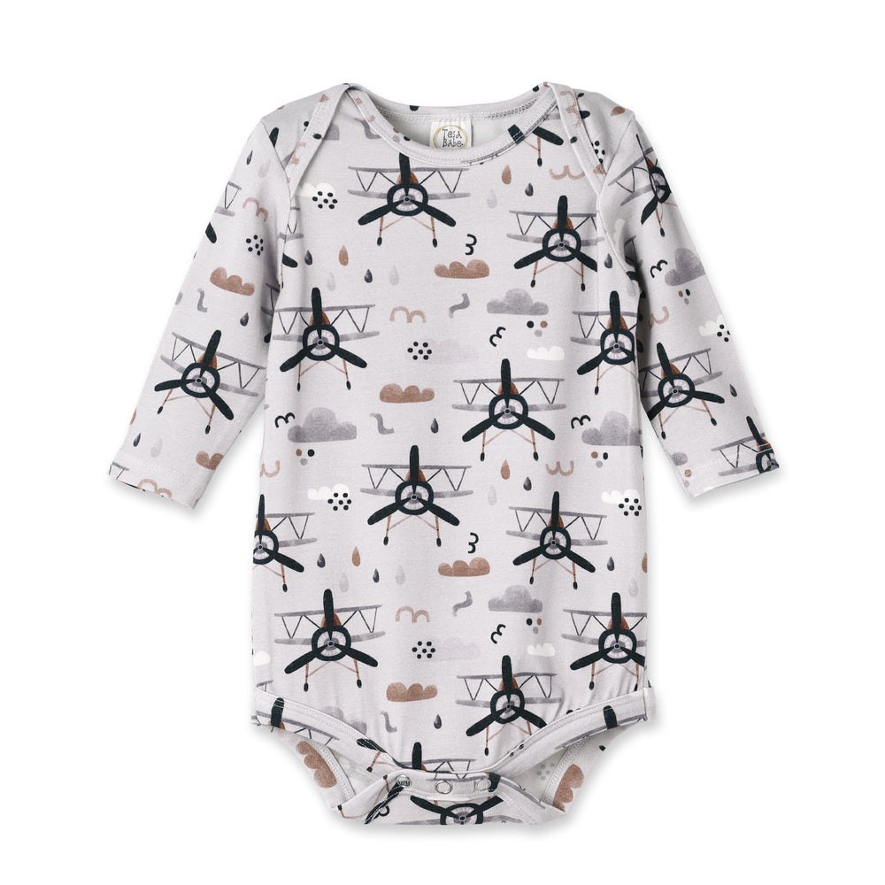 Airplane Baby Bodysuit - Bamboo Cotton Long Sleeve Tesa Babe