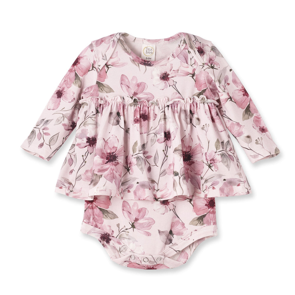 Watercolor Floral Skirted Baby Bodysuit - Bamboo Tesa Babe